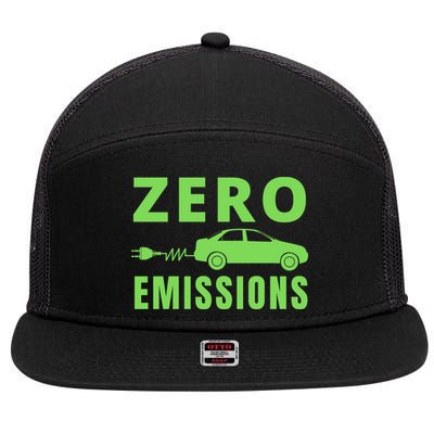 Zero Emissions Funny Electric Car Funny Electric Car Plug Me In E-Car 7 Panel Mesh Trucker Snapback Hat