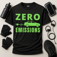 Zero Emissions Funny Electric Car Funny Electric Car Plug Me In E-Car Cooling Performance Crew T-Shirt