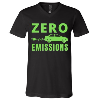 Zero Emissions Funny Electric Car Funny Electric Car Plug Me In E-Car V-Neck T-Shirt