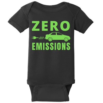 Zero Emissions Funny Electric Car Funny Electric Car Plug Me In E-Car Baby Bodysuit