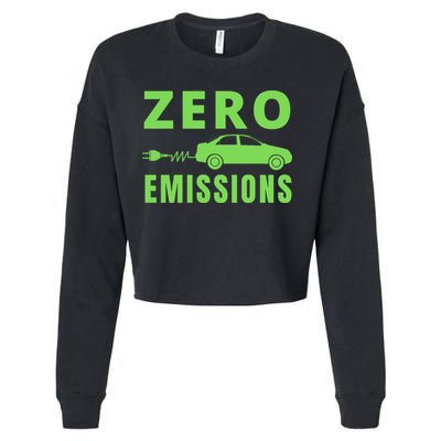 Zero Emissions Funny Electric Car Funny Electric Car Plug Me In E-Car Cropped Pullover Crew