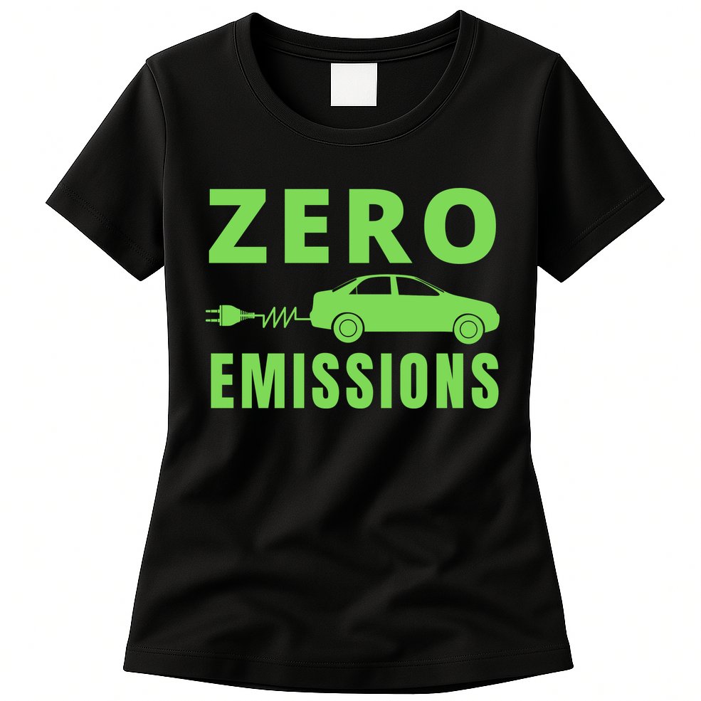 Zero Emissions Funny Electric Car Funny Electric Car Plug Me In E-Car Womens T-Shirt