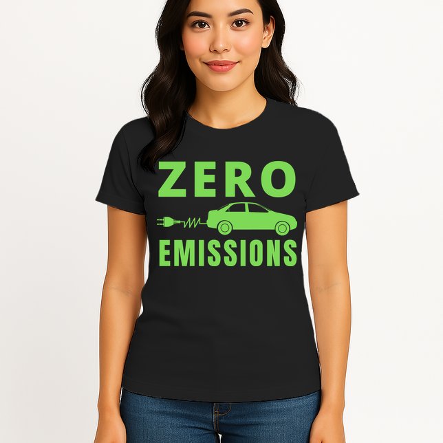 Zero Emissions Funny Electric Car Funny Electric Car Plug Me In E-Car Womens T-Shirt