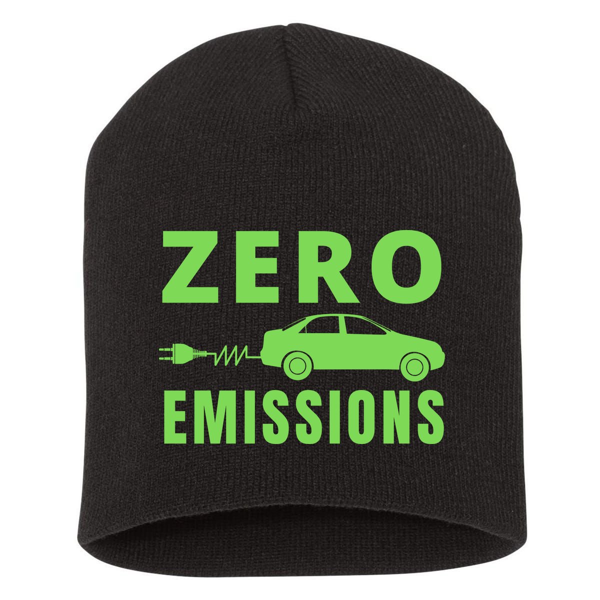 Zero Emissions Funny Electric Car Funny Electric Car Plug Me In E-Car Short Acrylic Beanie