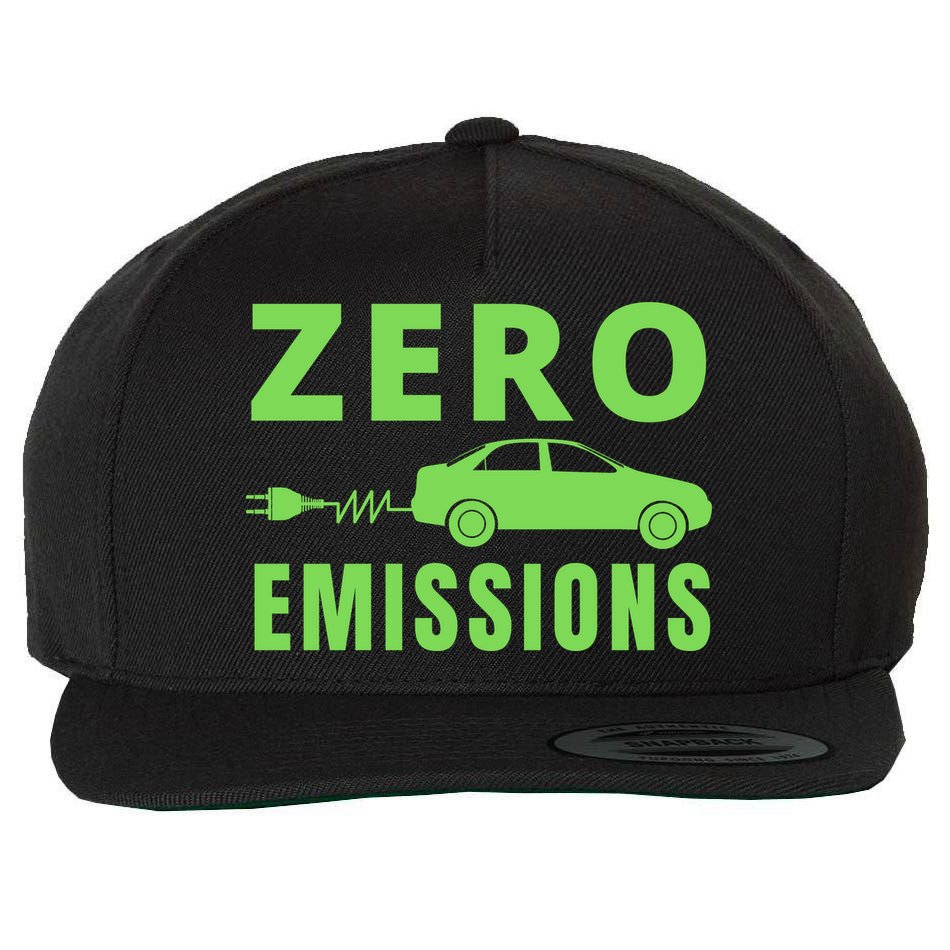 Zero Emissions Funny Electric Car Funny Electric Car Plug Me In E-Car Wool Snapback Cap
