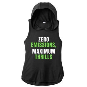 Zero Emissions Maximum Thrills, EV Car Funny Electric Car Ladies PosiCharge Tri-Blend Wicking Draft Hoodie Tank