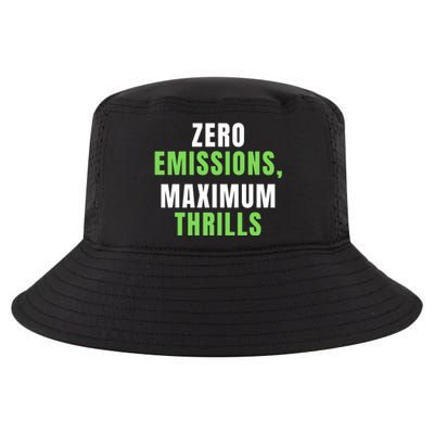 Zero Emissions Maximum Thrills, EV Car Funny Electric Car Cool Comfort Performance Bucket Hat