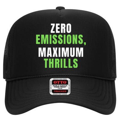 Zero Emissions Maximum Thrills, EV Car Funny Electric Car High Crown Mesh Back Trucker Hat