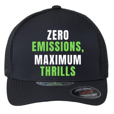 Zero Emissions Maximum Thrills, EV Car Funny Electric Car Flexfit Unipanel Trucker Cap