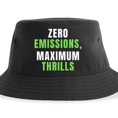 Zero Emissions Maximum Thrills, EV Car Funny Electric Car Sustainable Bucket Hat