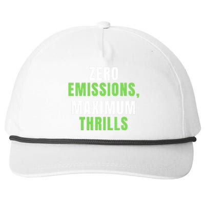 Zero Emissions Maximum Thrills, EV Car Funny Electric Car Snapback Five-Panel Rope Hat