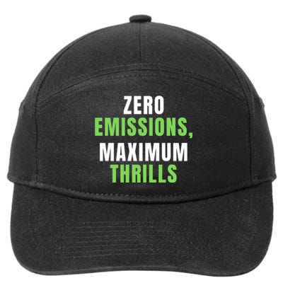 Zero Emissions Maximum Thrills, EV Car Funny Electric Car 7-Panel Snapback Hat