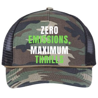 Zero Emissions Maximum Thrills, EV Car Funny Electric Car Retro Rope Trucker Hat Cap