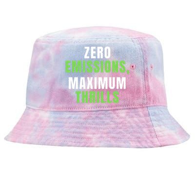 Zero Emissions Maximum Thrills, EV Car Funny Electric Car Tie-Dyed Bucket Hat