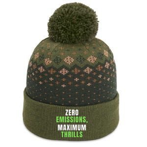 Zero Emissions Maximum Thrills, EV Car Funny Electric Car The Baniff Cuffed Pom Beanie