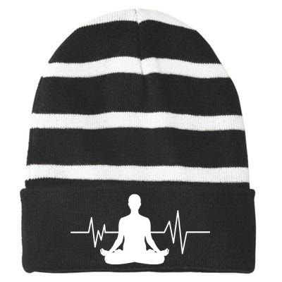 Zen Heartbeat Pulse Striped Beanie with Solid Band