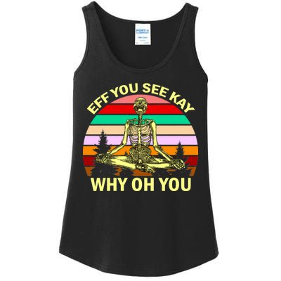 Zen Meditating Skeleton Eff You See Kay Ladies Essential Tank