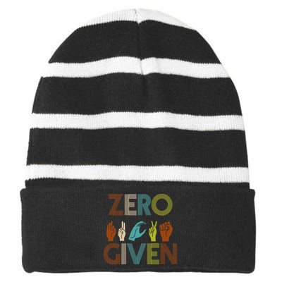 Zero Given Sign Language Striped Beanie with Solid Band