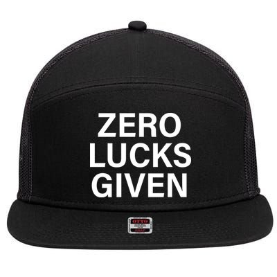 Zero Lucks Given 7 Panel Mesh Trucker Snapback Hat