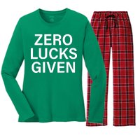 Zero Lucks Given Women's Long Sleeve Flannel Pajama Set 