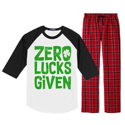 Zero Lucks Given St. Patrick's Day Raglan Sleeve Pajama Set