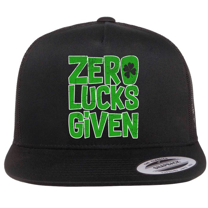 Zero Lucks Given St. Patrick's Day Flat Bill Trucker Hat