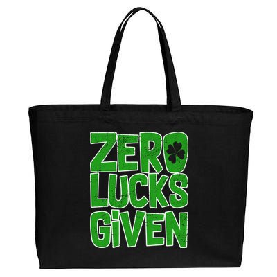 Zero Lucks Given St. Patrick's Day Cotton Canvas Jumbo Tote