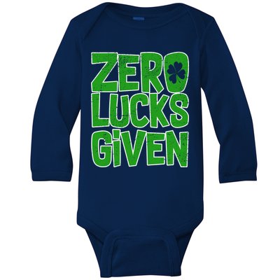 Zero Lucks Given St. Patrick's Day Baby Long Sleeve Bodysuit