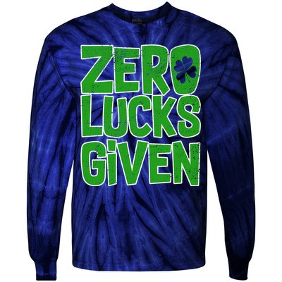 Zero Lucks Given St. Patrick's Day Tie-Dye Long Sleeve Shirt