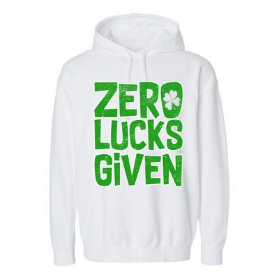 Zero Lucks Given St. Patrick's Day Garment-Dyed Fleece Hoodie