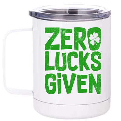 Zero Lucks Given St. Patrick's Day 12 oz Stainless Steel Tumbler Cup