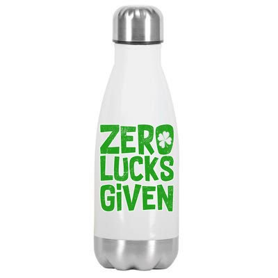 Zero Lucks Given St. Patrick's Day Stainless Steel Insulated Water Bottle