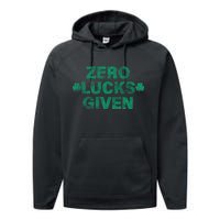 Zero Lucks Given Vintage St Patricks Day Performance Fleece Hoodie