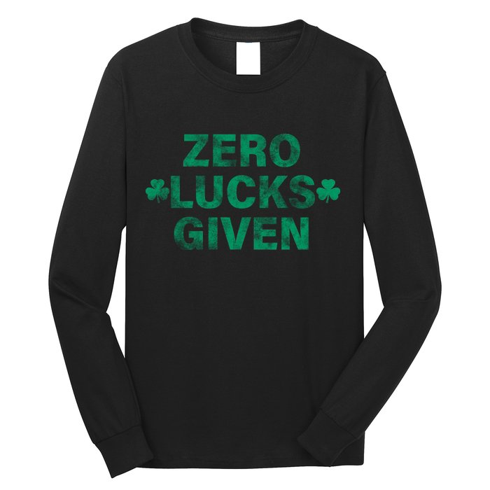 Zero Lucks Given Vintage St Patricks Day Long Sleeve Shirt