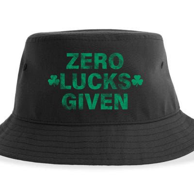 Zero Lucks Given Vintage St Patricks Day Sustainable Bucket Hat