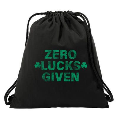 Zero Lucks Given Vintage St Patricks Day Drawstring Bag