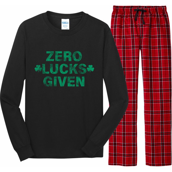 Zero Lucks Given Vintage St Patricks Day Long Sleeve Pajama Set