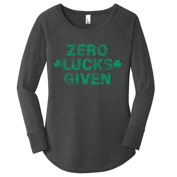 Zero Lucks Given Vintage St Patricks Day Women's Perfect Tri Tunic Long Sleeve Shirt