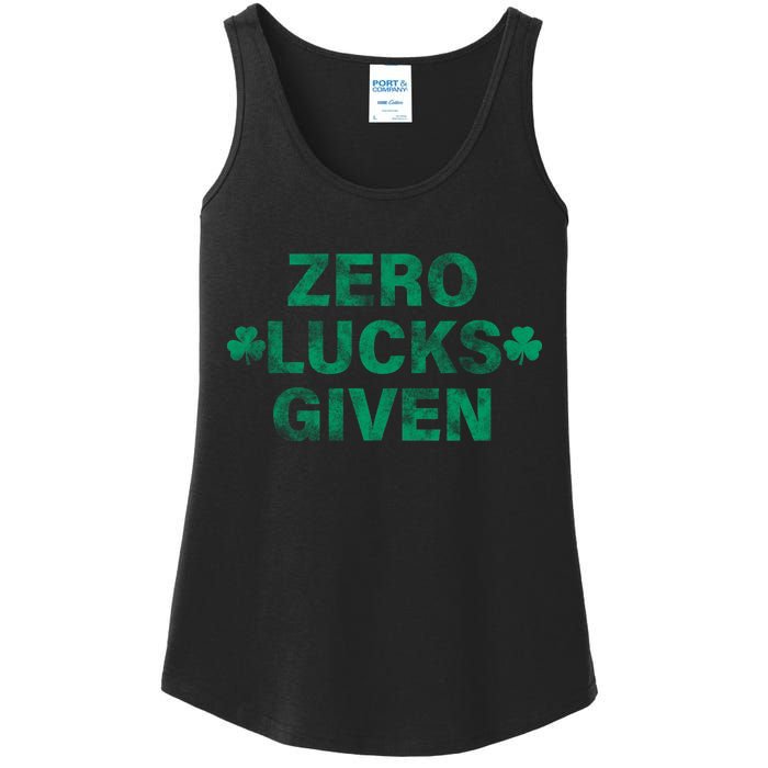 Zero Lucks Given Vintage St Patricks Day Ladies Essential Tank