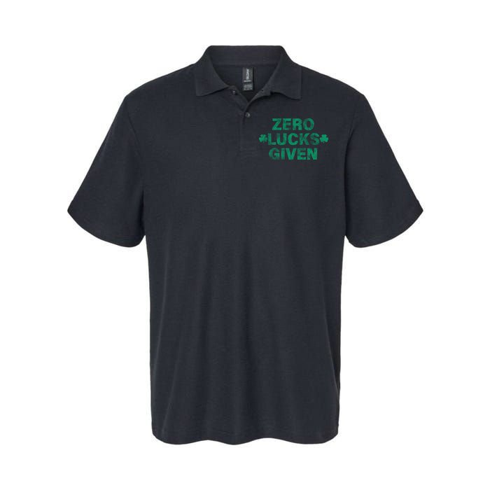 Zero Lucks Given Vintage St Patricks Day Softstyle Adult Sport Polo