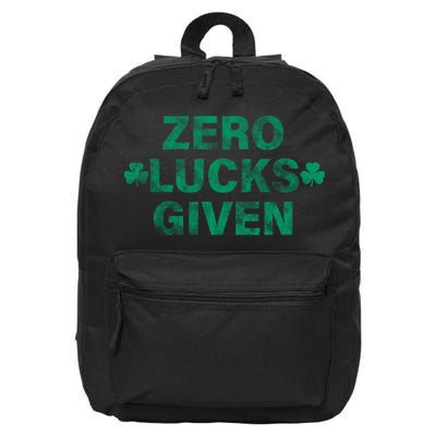 Zero Lucks Given Vintage St Patricks Day 16 in Basic Backpack