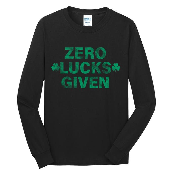 Zero Lucks Given Vintage St Patricks Day Tall Long Sleeve T-Shirt