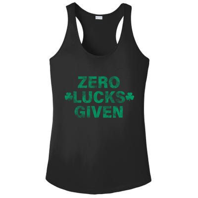 Zero Lucks Given Vintage St Patricks Day Ladies PosiCharge Competitor Racerback Tank