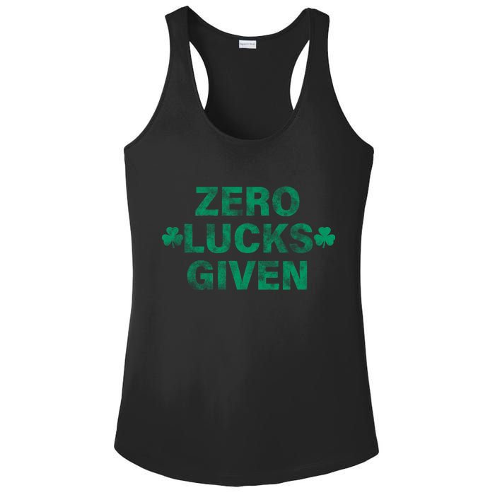 Zero Lucks Given Vintage St Patricks Day Ladies PosiCharge Competitor Racerback Tank