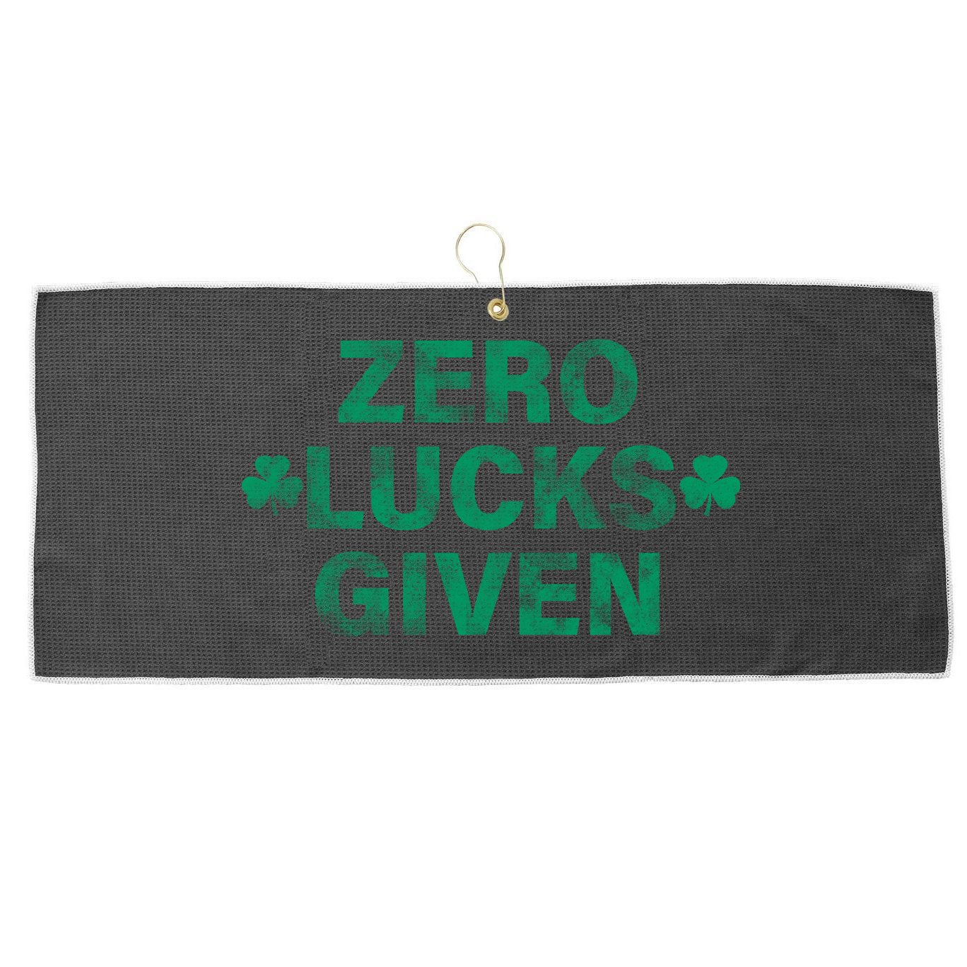 Zero Lucks Given Vintage St Patricks Day Large Microfiber Waffle Golf Towel
