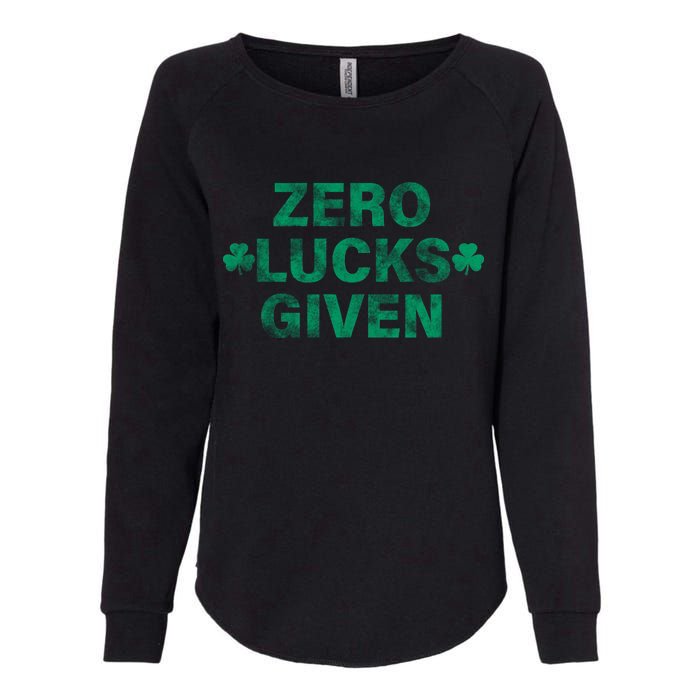 Zero Lucks Given Vintage St Patricks Day Womens California Wash Sweatshirt