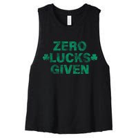 Zero Lucks Given Vintage St Patricks Day Women's Racerback Cropped Tank