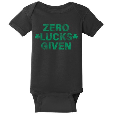 Zero Lucks Given Vintage St Patricks Day Baby Bodysuit