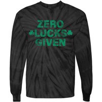 Zero Lucks Given Vintage St Patricks Day Tie-Dye Long Sleeve Shirt