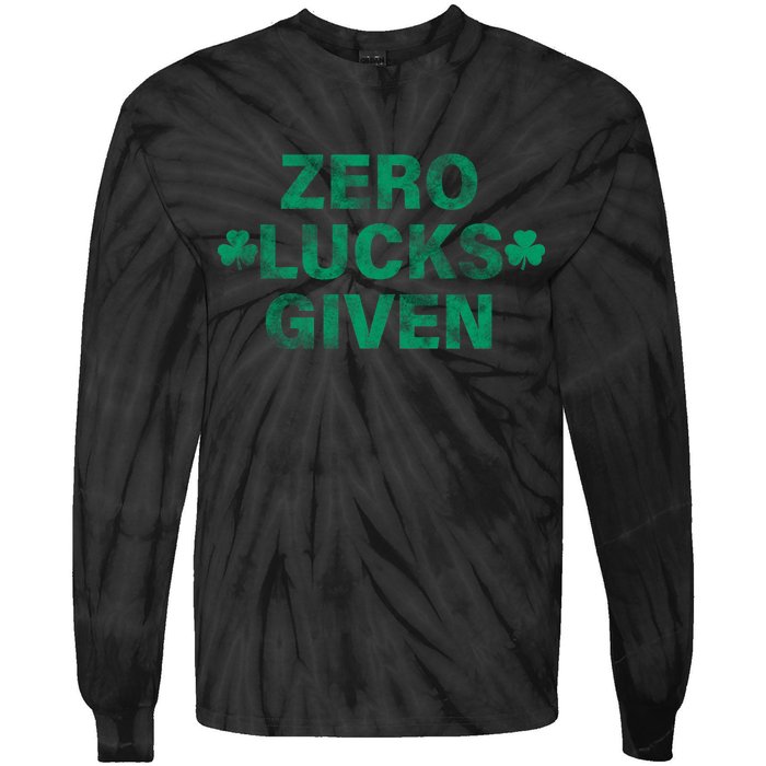 Zero Lucks Given Vintage St Patricks Day Tie-Dye Long Sleeve Shirt